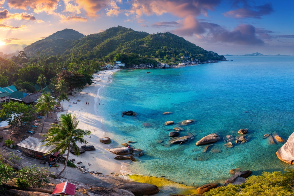 Tropical beach and clear waters on Koh Samui, the No. 1 Best Island in the World.